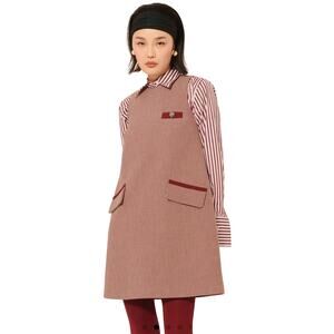 Tara Jarmon Ravel Burgundy Houndstooth Dress Size 6